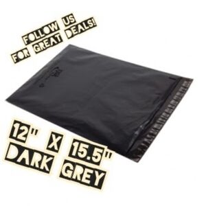 100 Dark Grey Poly Mailers 12x15.5